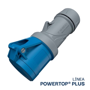 TOMA AEREO 32AMP 2P+T 250V AZUL 6H IP44 POWERTOP PLUS (2 CUERPOS)