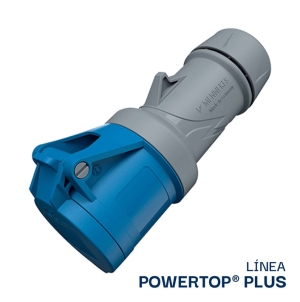 TOMA AEREO 32AMP 2P+T 250V AZUL 6H IP44 POWERTOP PLUS (2 CUERPOS) REEMPLAZO 522