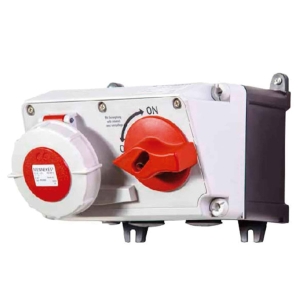 TOMA VISIBLE 32AMP 3P+T 415V C/INTERRUP. POR ENCLAVAM. MECÁNICO ROJO 3H IP67
