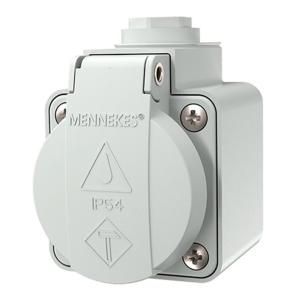 TOMA VISIBLE SCHUKO GRIS 16AMP 2P+T 250V IP44